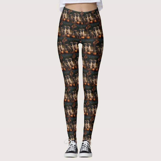 Bullmastiff  Puppy Autumn Delight Pumpkin Leggings (Front)