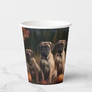 Bullmastiff  Puppy Autumn Delight Pumpkin Paper Cups