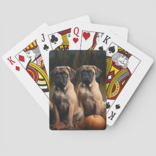 Bullmastiff Puppy Autumn Delight Pumpkin Playing Cards