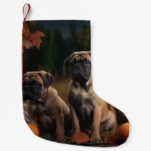 Bullmastiff Puppy Autumn Delight Pumpkin Small Christmas Stocking