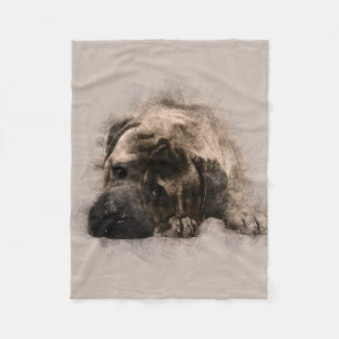 Bullmastiff Puppy Sketch Fleece Blanket