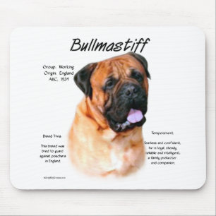 Bullmastiff (red) History Design Mouse Pad