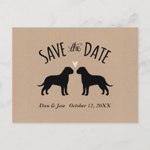 Bullmastiff Silhouettes Wedding Save the Date Announcement Postcard