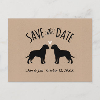 Bullmastiff Silhouettes Wedding Save the Date Announcement Postcard