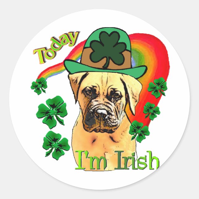 Bullmastiff St Patricks Day Classic Round Sticker (Front)