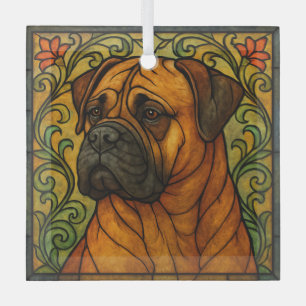 Bullmastiff "Stained Glass"  Glass Tree Decoration