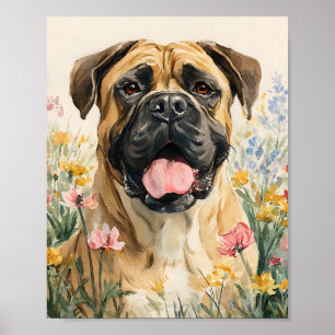 Bullmastiff Wall Art - Watercolor Bullmastiff Dog