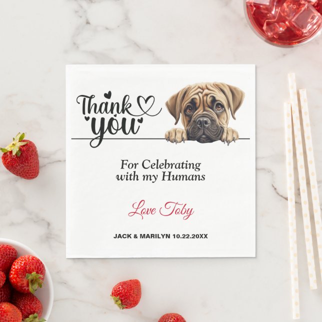Bullmastiff Wedding Reception Napkin (Insitu)