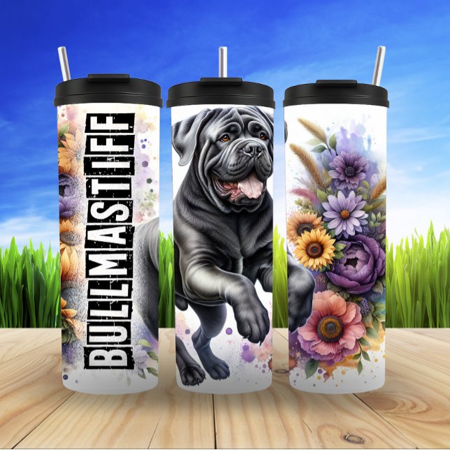 Bullmastiff's Gentle Floral Gallop Thermal Tumbler (Creator Uploaded)