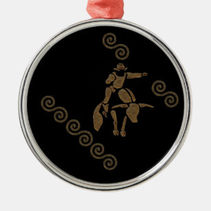Bullrider in Wood Grain Metal Tree Decoration