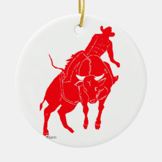 BullriderRed Ceramic Tree Decoration