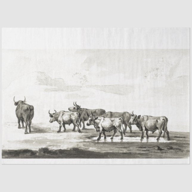 Bulls Ephemera Decoupage Vintage Farm Cow Tissue Paper (Front)