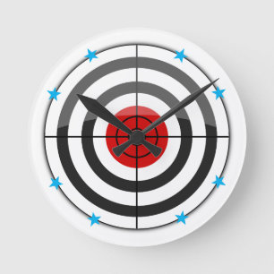 Bulls Eye Blue Star Round Clock