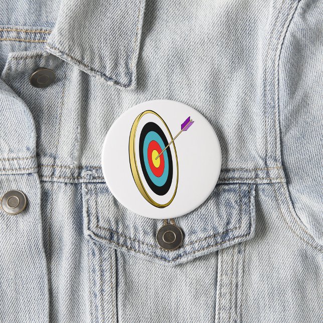 Bullseye Archery Target with Arrow Hitting Centre  7.5 Cm Round Badge (Creator Uploaded)