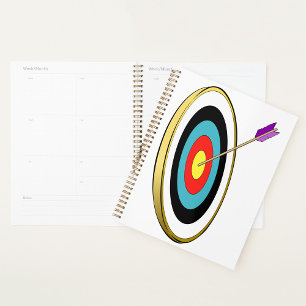 Bullseye Archery Target with Arrow Hitting Centre Planner