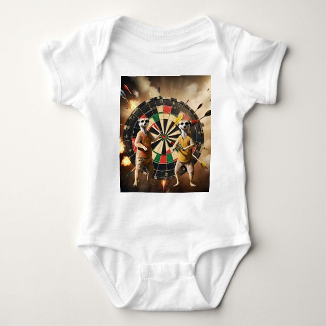 Bullseye Burrow: Meerkat Dart League, Baby Bodysuit (Front)