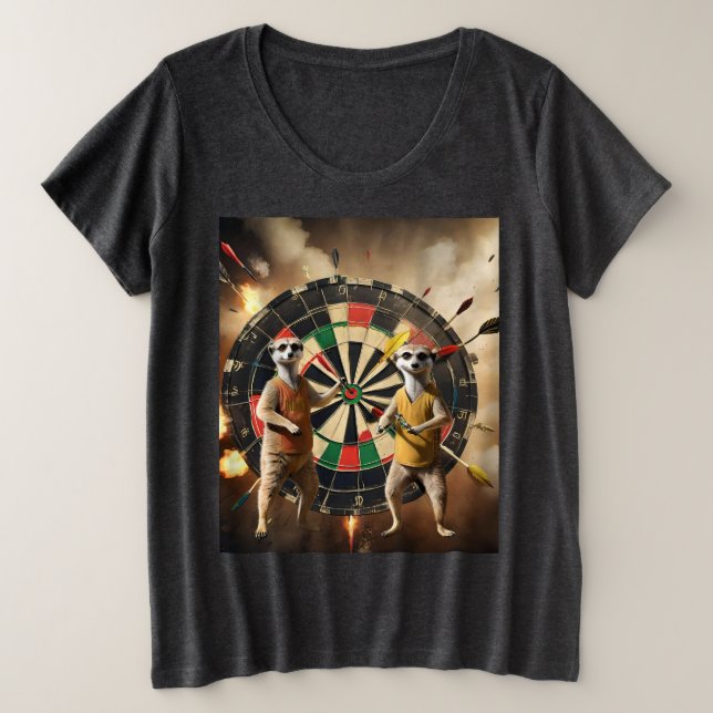 Bullseye Burrow: Meerkat Dart League, Plus Size T-Shirt (Design Front)