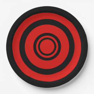 Bullseye, concentric circles - black and red paper plate