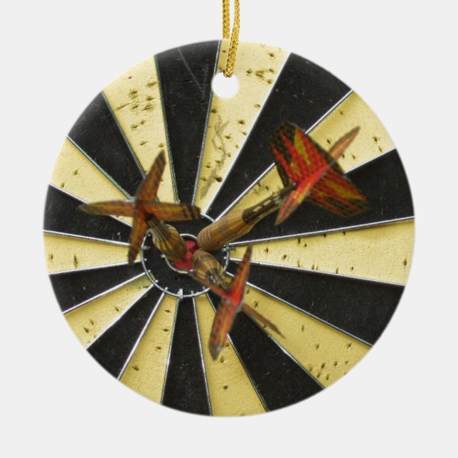Bullseye Dart Board Ceramic Tree Decoration (Front)