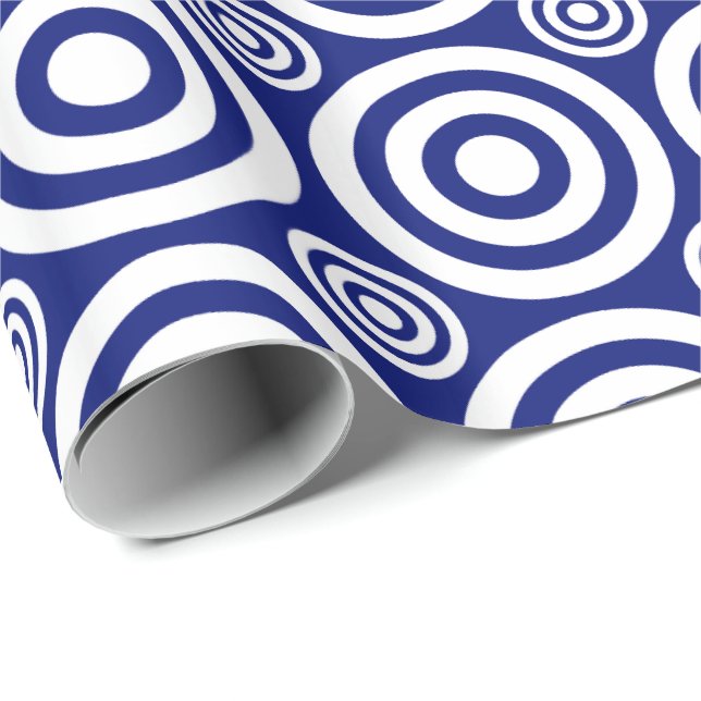 Bullseye-Gift Wrap-Blue-White Wrapping Paper (Roll Corner)