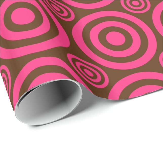 Bullseye-Gift Wrap-Pink-Brown Wrapping Paper (Roll Corner)