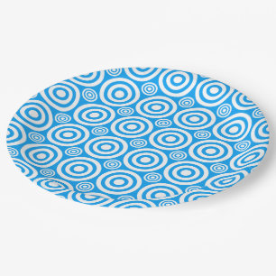 Bullseye-PAPER PLATES-Lt Blue-White Paper Plate