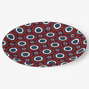Bullseye-PAPER PLATES-Red White Blue Paper Plate