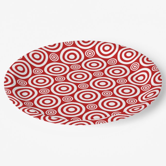 Bullseye-PAPER PLATES-Red-White Paper Plate (Angled)