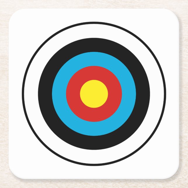 Bullseye Target Design Square Paper Coaster (Front)