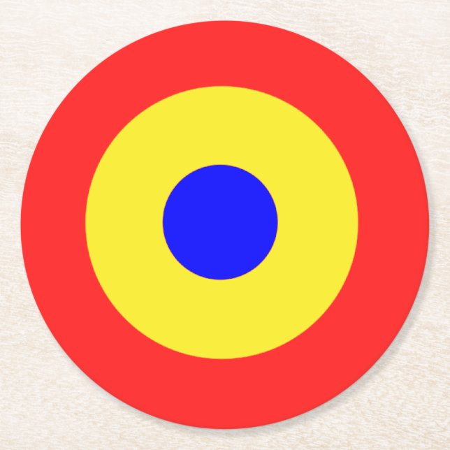 Bullseye Target Primary Colours  Round Paper Coaster (Front)