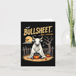 Bullsheet Cow Ghost Halloween Pun With Jack O’ Lan Card