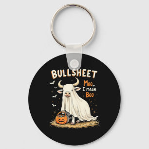 Bullsheet Cow Ghost Pun Funny Halloween Trick Or T Key Ring