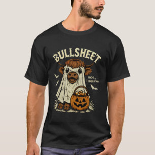Bullsheet Funny Halloween Cow Costume Boo T-Shirt