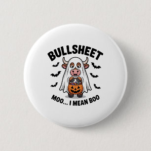 BULLSHEET Halloween Cute Cow in Ghost 6 Cm Round Badge