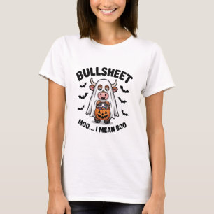 BULLSHEET Halloween Cute Cow in Ghost T-Shirt