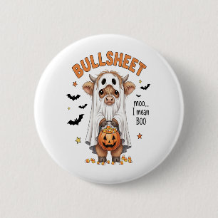 Bullsheet Highland Cow Funny Ghost 6 Cm Round Badge
