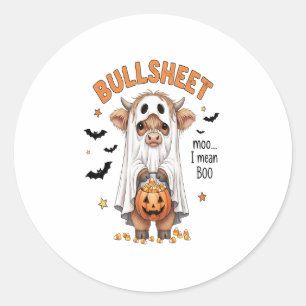 Bullsheet Highland Cow Funny Ghost Classic Round Sticker