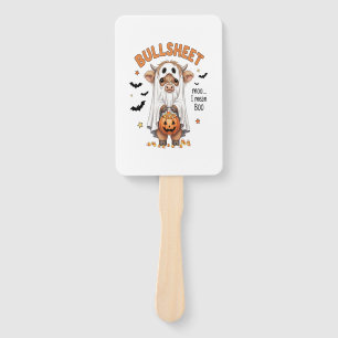 Bullsheet Highland Cow Funny Ghost Hand Fan