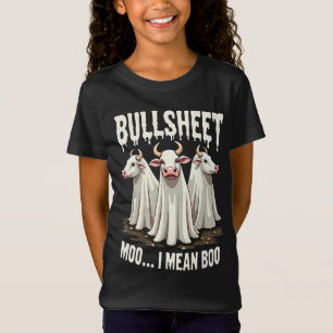 Bullsheet Moo I Mean Boo Funny Halloween Ghost Cow T-Shirt