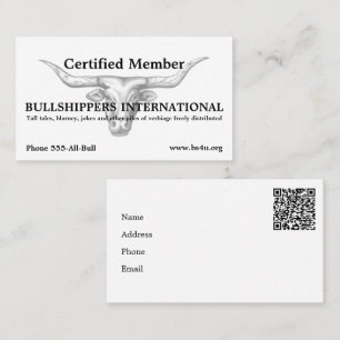 Bullshippers International member with QR code Business Card