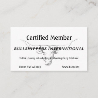 Bullshippers International membership Business Card