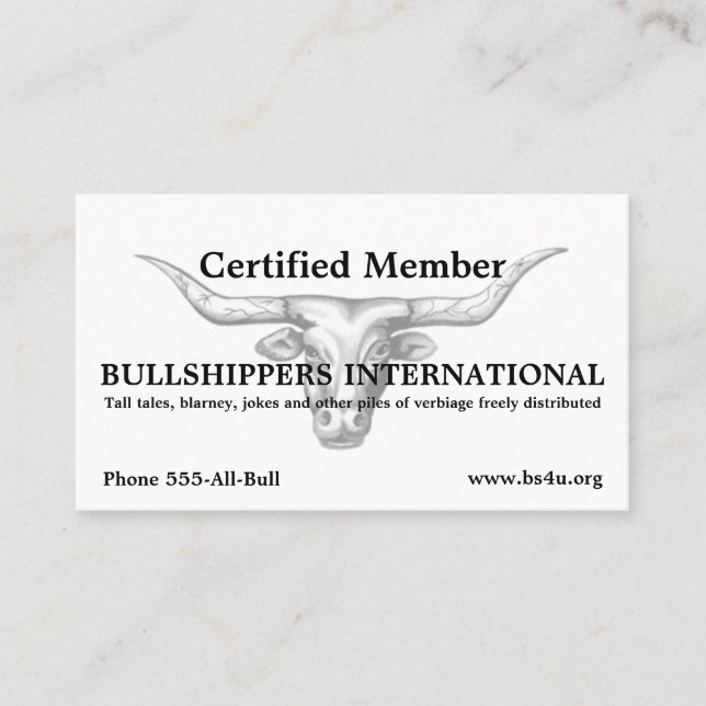 Bullshippers International membership  Business Card (Front)