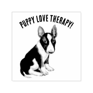 Bullterrier puppy love therapy self-inking stamp