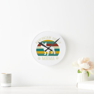 Bully American Mama Bulldog Mum Round Clock