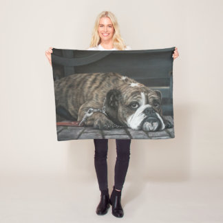 Bully Blues Bulldog Fleece Blanket