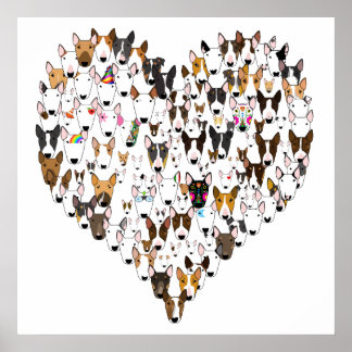 Bully Love english bull terrier love heart Poster