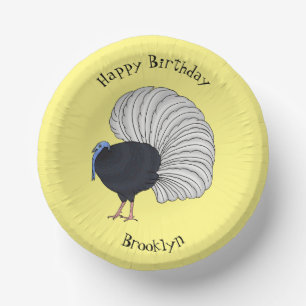 Bulwer's pheasant bird cartoon illustration paper plate