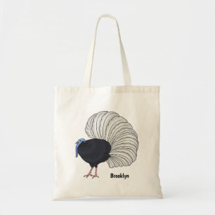 Bulwer's pheasant bird cartoon illustration tote bag