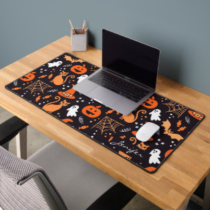 Bumbkin Bat Cat Ghost Spider Web Halloween Desk Mat