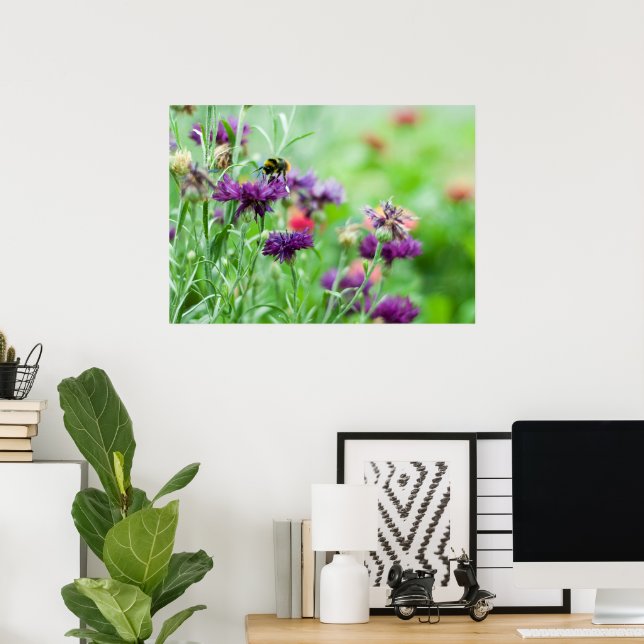 Bumble bee and flowers canvas print (Home Office)
